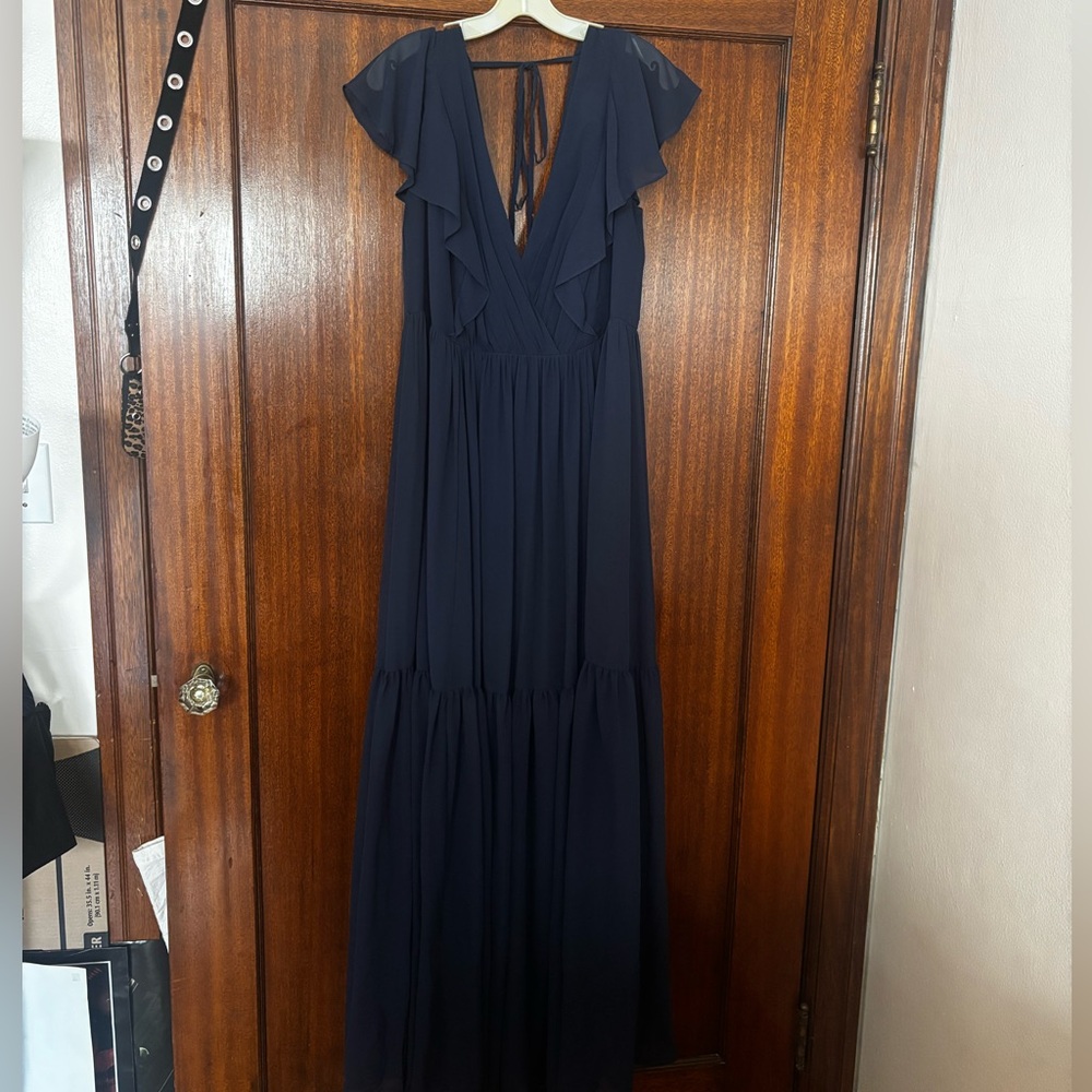 NWT Vera Wang David’s Bridal Flutter Dress Midnight Blue